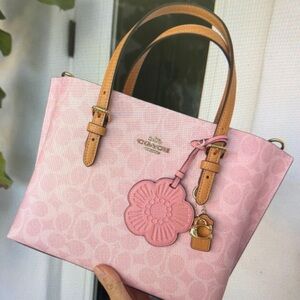 🌸COACH Mollie Tote Bag 25 In Signature Powder Pink NWT
